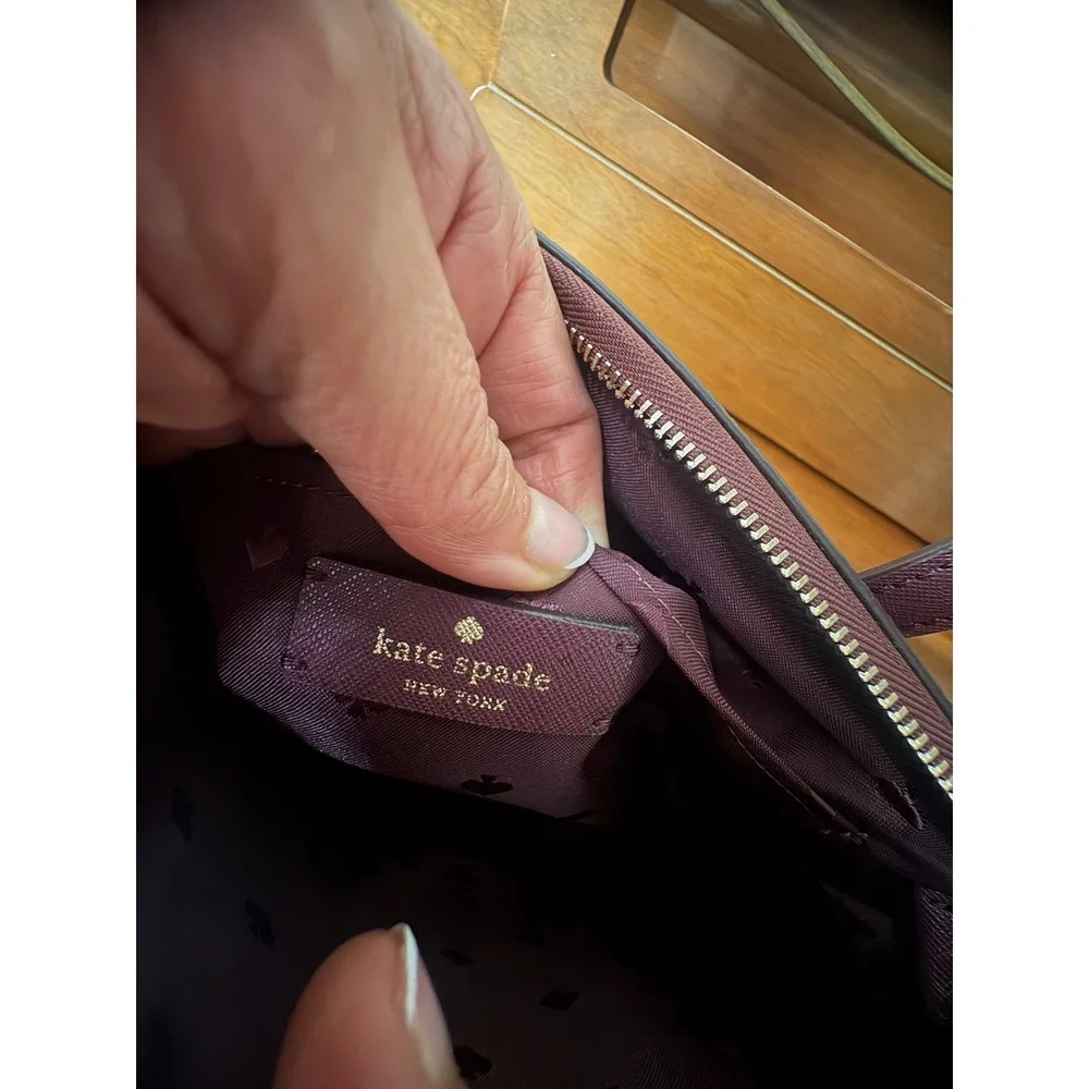 Kate Spade New York Glitter Crossgrain Leather Satchel‎ Crossbody Plum Purple